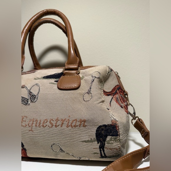 Signare Equestrian Horse Riding Brown Leather Travel Bag - Picture 3 of 11